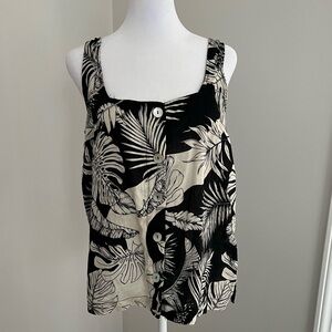 NWT Christian Siriano Button Down Leaf Linen Tank Top Size: Small